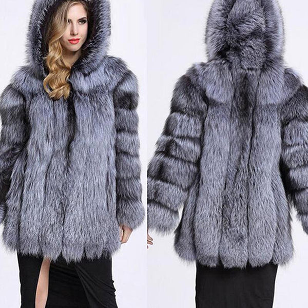 Hooded fluffy faux fur coats