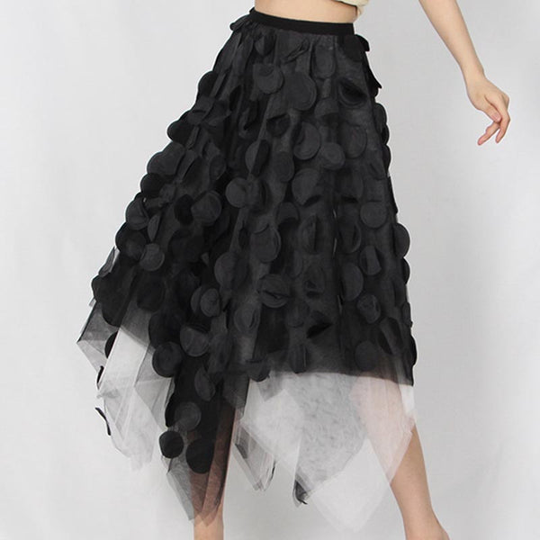 Irregular dot patchwork a-line skirts