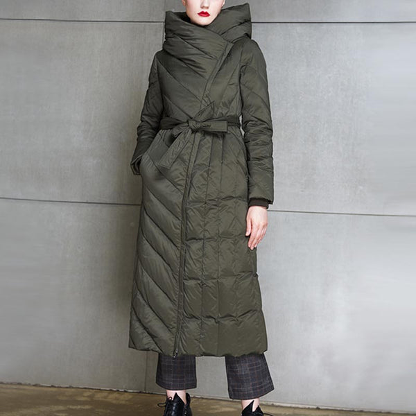 Women's classic long puffer hooded coat