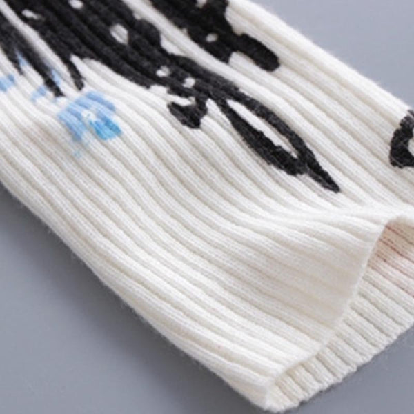 Print fine-knit loose sweaters