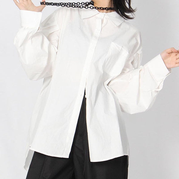 Brief solid single-breasted lapel blouses