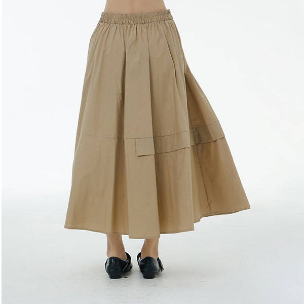 Drawstring elastic waist a-line skirts