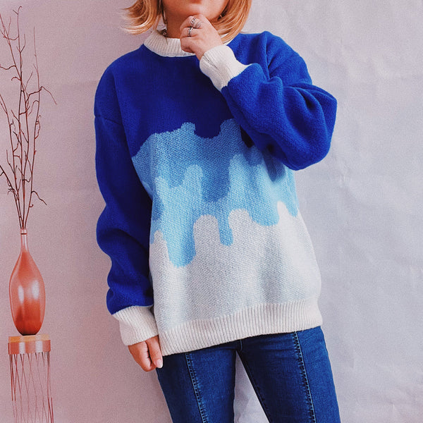 Casual gradient long sleeve pullover sweaters