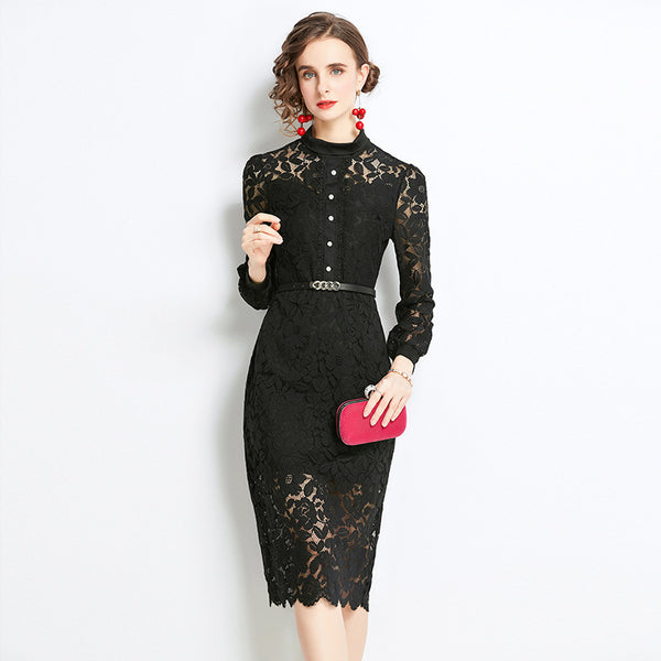 Black elegant lace bodycon dresses