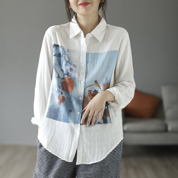 Casual oversize print blouse