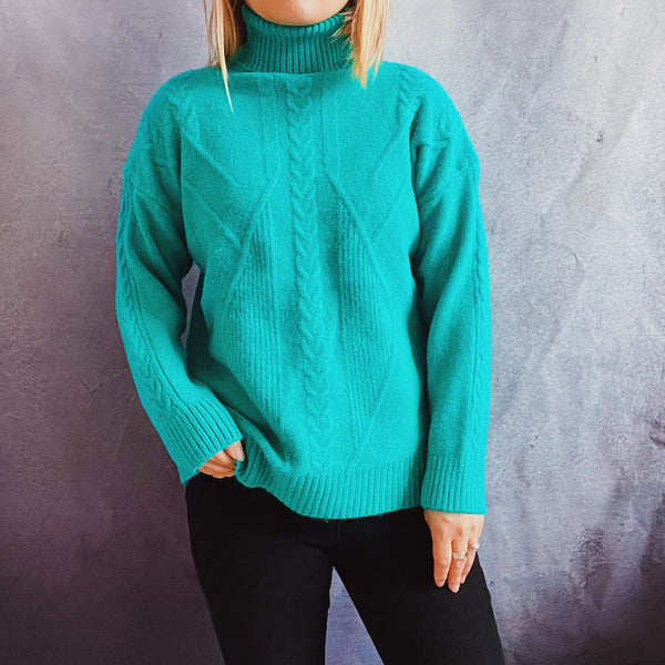 Brief high neck long sleeve pullover sweaters