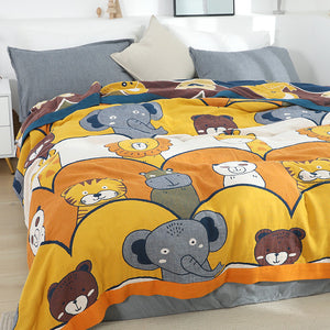 Cartoon animals six layers summer blankets cotton towel quilts