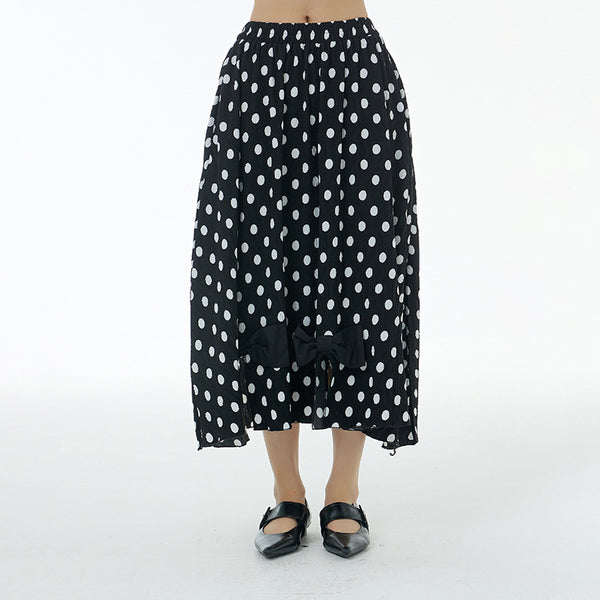 Casual dot print bowknot midi skirts