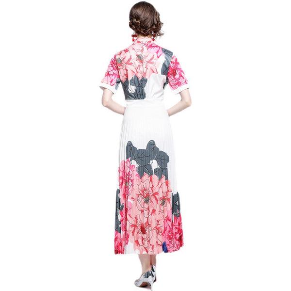 Elegant v-neck bowknot summer pleated dresses
