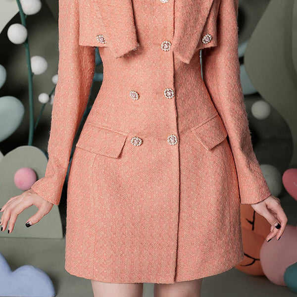 Elegant lapel double breasted long sleeve blazer dresses