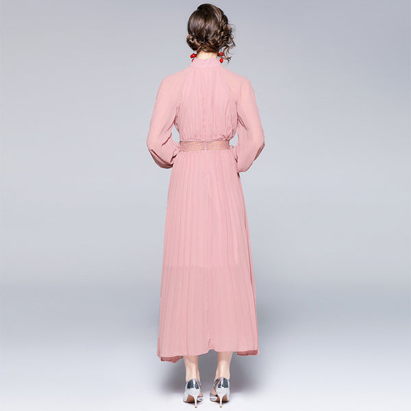 Elegant Long Sleeve Chiffon Maxi Dress