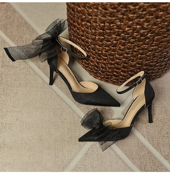 Women Bowknot Pointed Toe High Heel Sandals