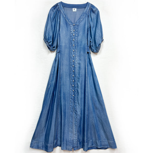 Vintage denim v-neck short sleeve a-line dresses