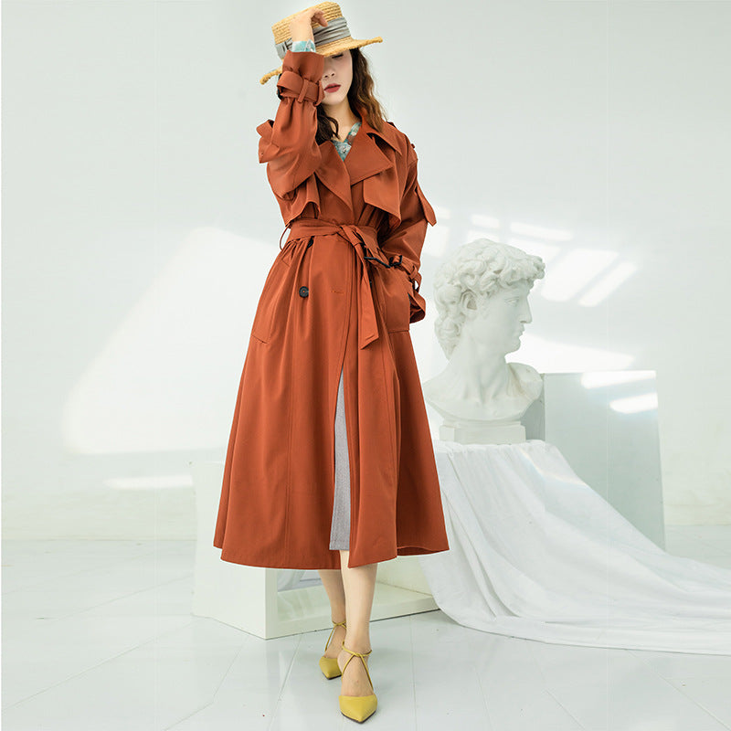 Women's fashion long casual trench coat