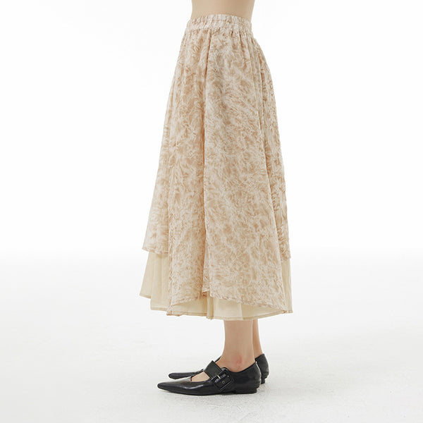 Stylish patch elastic waist a-line skirts