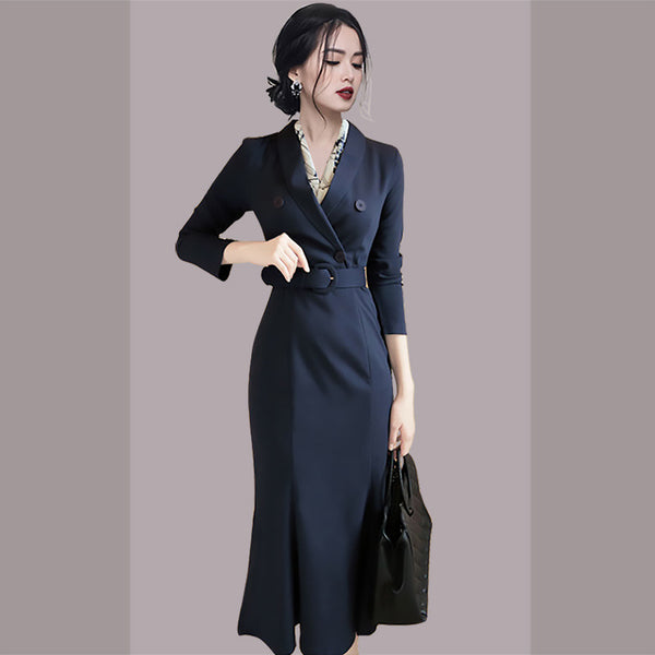 Women's v-neck long sleeve work mermaid dresses