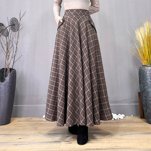 Vintage plaid  high waist a-line skirts