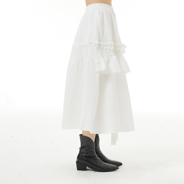 Brief bowknot ruffled maxi skirts