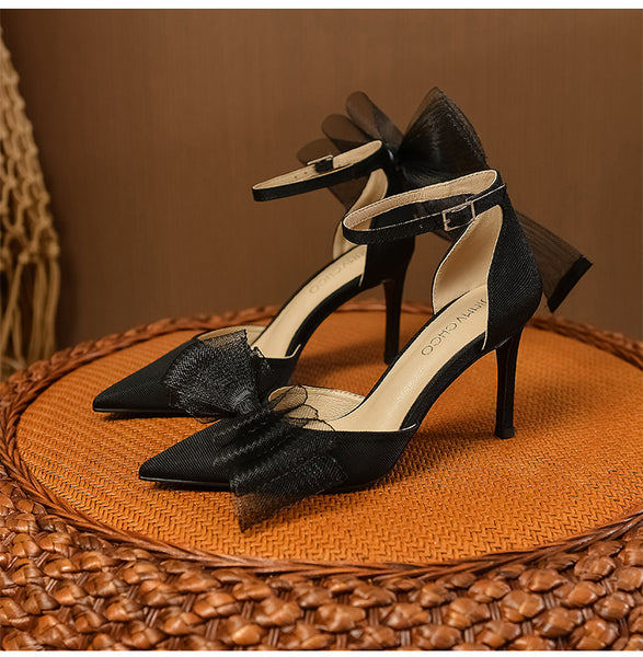 Women Bowknot Pointed Toe High Heel Sandals