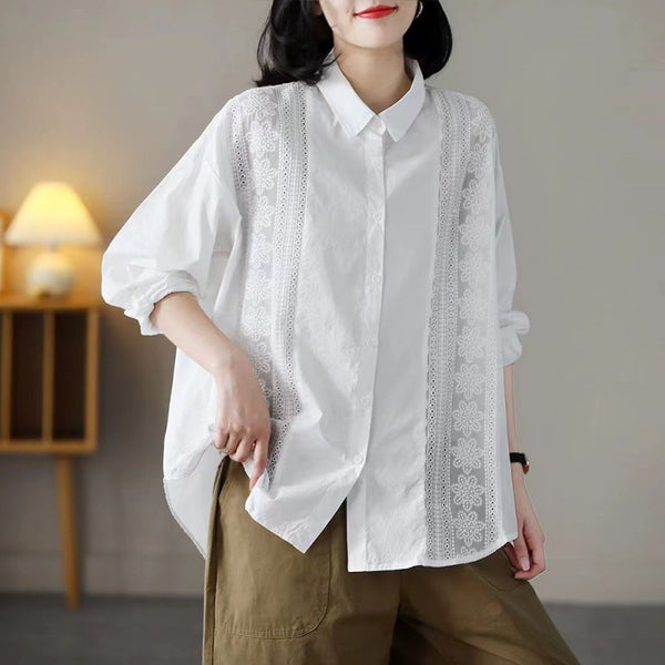 Lace oversize casual blouse