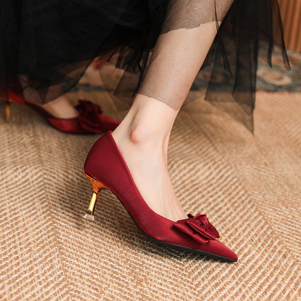 Elegant pointed toe thin heels wedding pump shoes