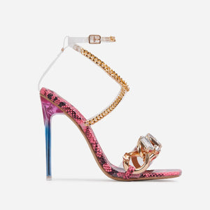 Fashion diamante embellishment ankle strap high heels