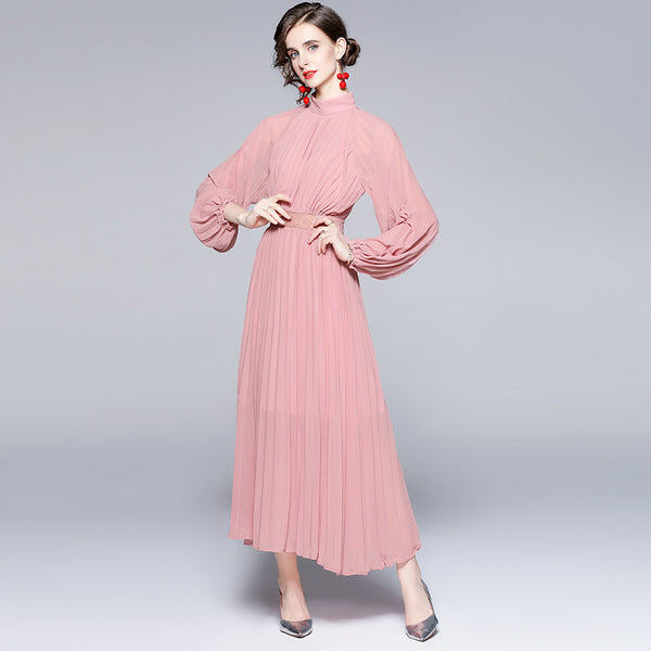 Elegant Long Sleeve Chiffon Maxi Dress