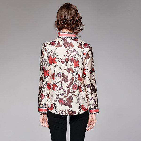 Long sleeve print button-front shirts