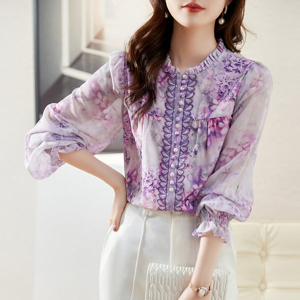 Women long sleeve print blouse