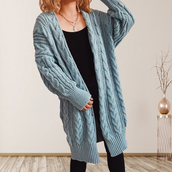 Casual cable knit raglan sleeve cardigans