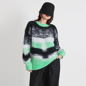 Casual gradient crew neck long sleeve sweaters