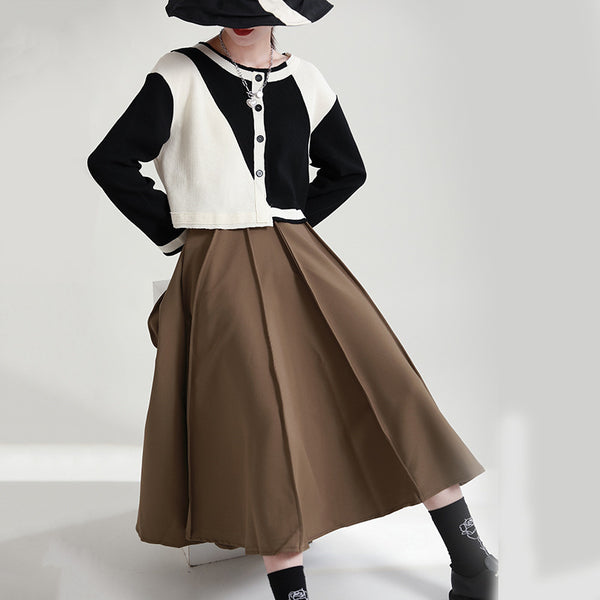 Brief solid high waist a-line skirts
