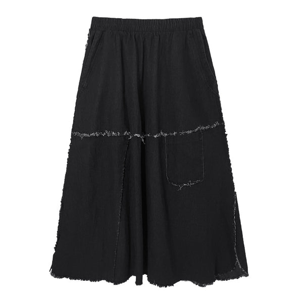 Vintage denim burrs high waist a-line skirts