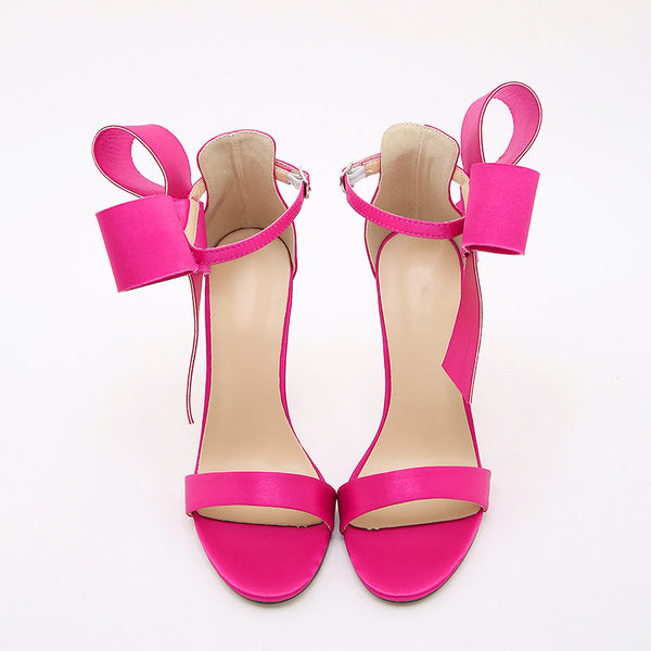 Bowknot ankle strap thin heel pump shoes