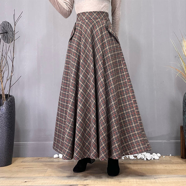 Vintage plaid  high waist a-line skirts