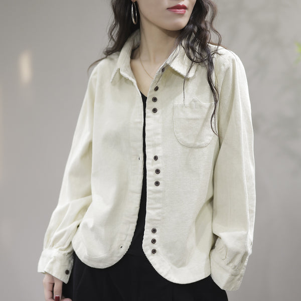Casual solid lapel long sleeve blouses
