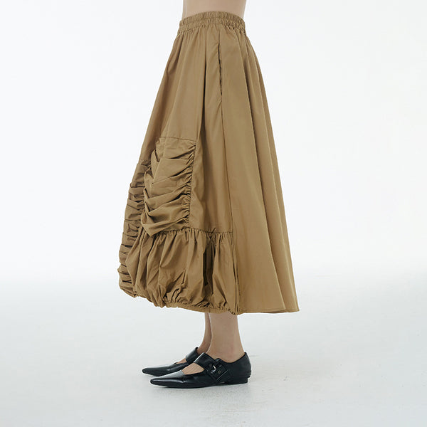 Chic shirred hem loose a-line skirts