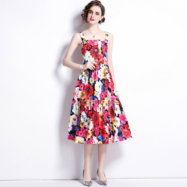 Pullover floral sleeveless a-line dresses