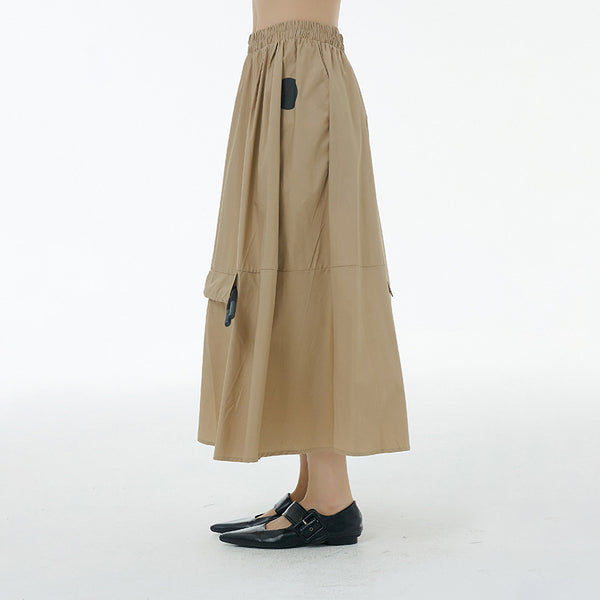 Drawstring elastic waist a-line skirts