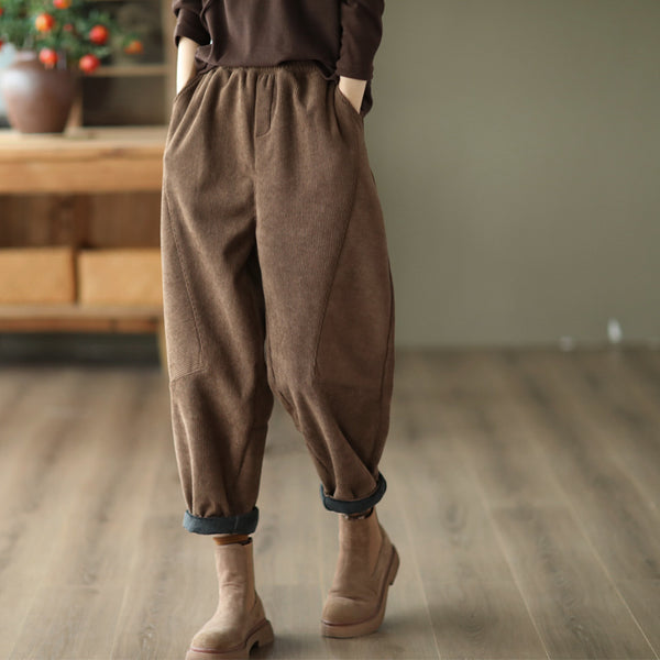 Women's elastic waist thicken harem pants