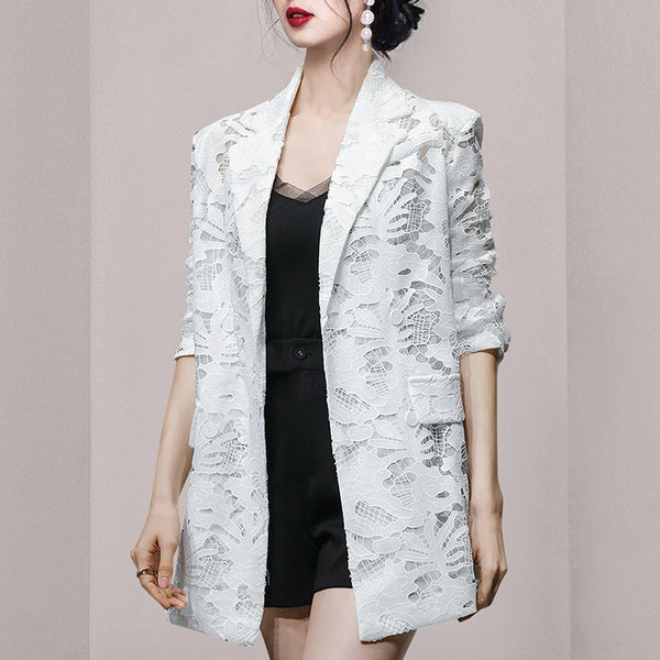Fantasy water soluble lace long sleeve blazers for women