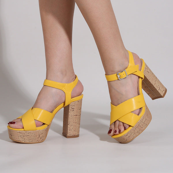 Summer platform chunky heels ankle strap sandals