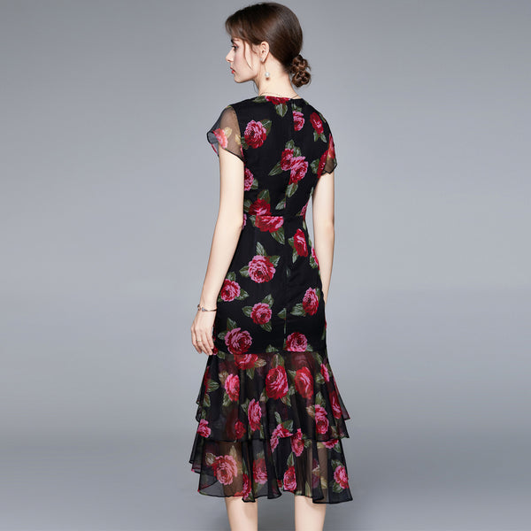 V-neck short sleeve smocked peplum dresses