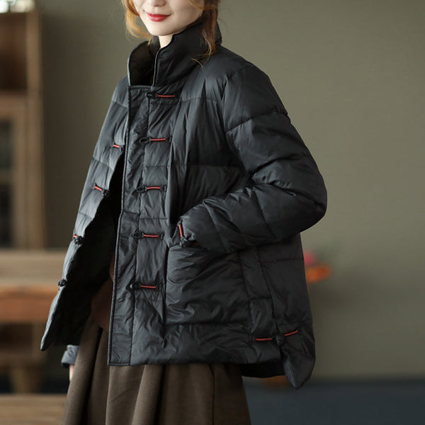 Mock neck single-breasted down coats