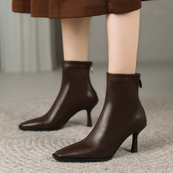 Women's square toe heel boots
