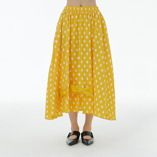 Casual dot print bowknot midi skirts