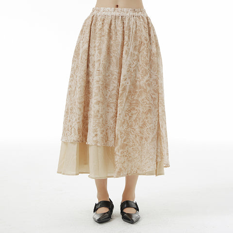 Stylish patch elastic waist a-line skirts