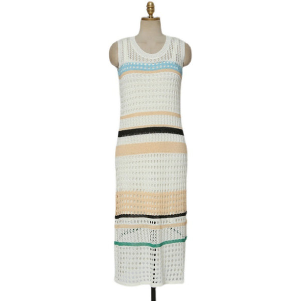 Sleeveless openwork knitted summer dresses