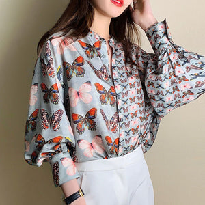 Flolral print long sleeve blouse