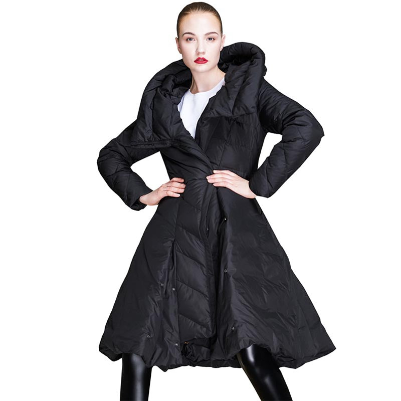 Hooded pleated puffer down coats